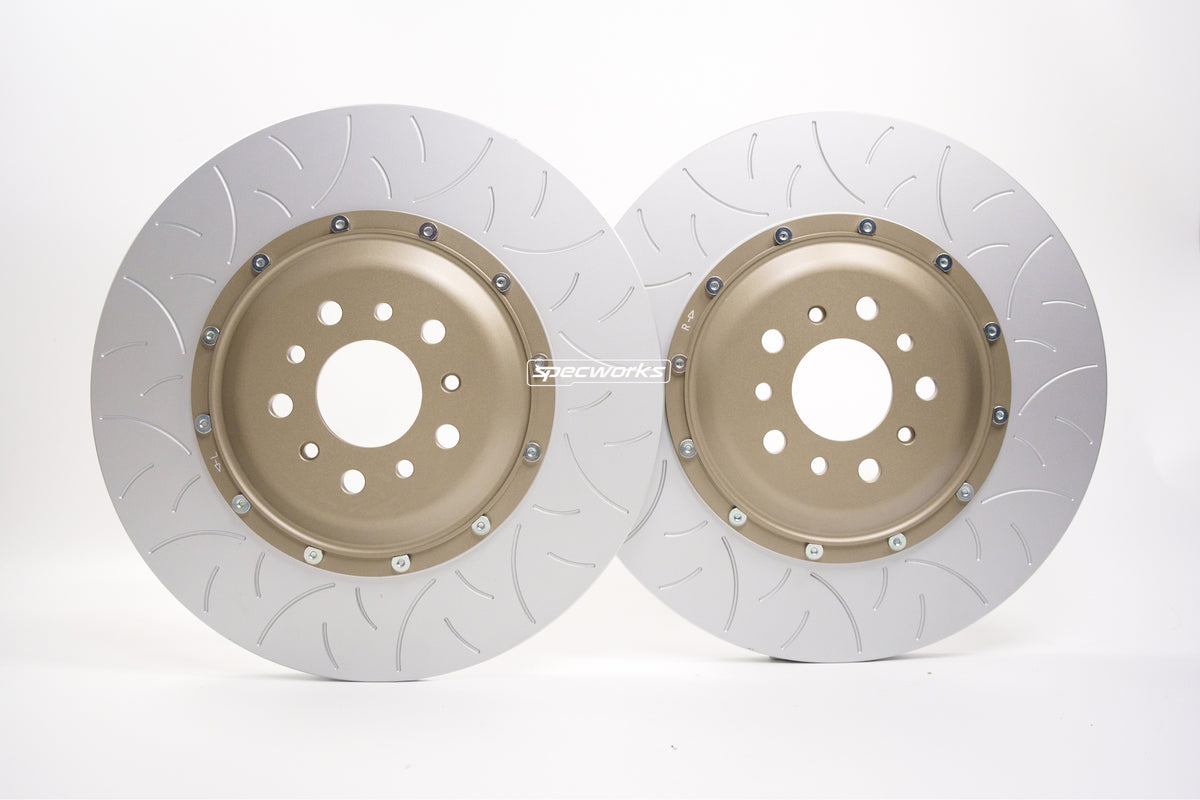 SPECWORKS BMW G8X M SERIES REAR BRAKE DISCS — 2-PIECE FLOATING ROTOR — OEM REPLACEMENT