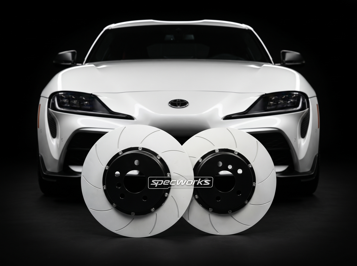 SPECWORKS TOYOTA A90 SUPRA FRONT BRAKE DISCS — TWO PIECE REPLACEMENT 348x36mm
