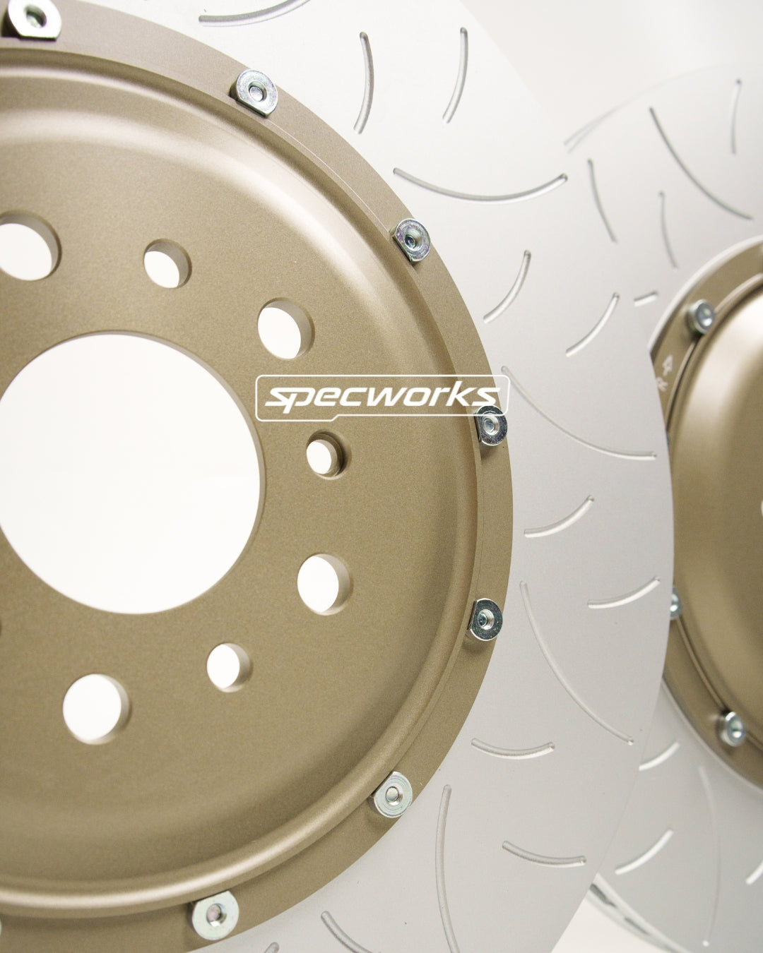 SPECWORKS BMW G8X M SERIES REAR BRAKE DISCS — 2-PIECE FLOATING ROTOR — OEM REPLACEMENT